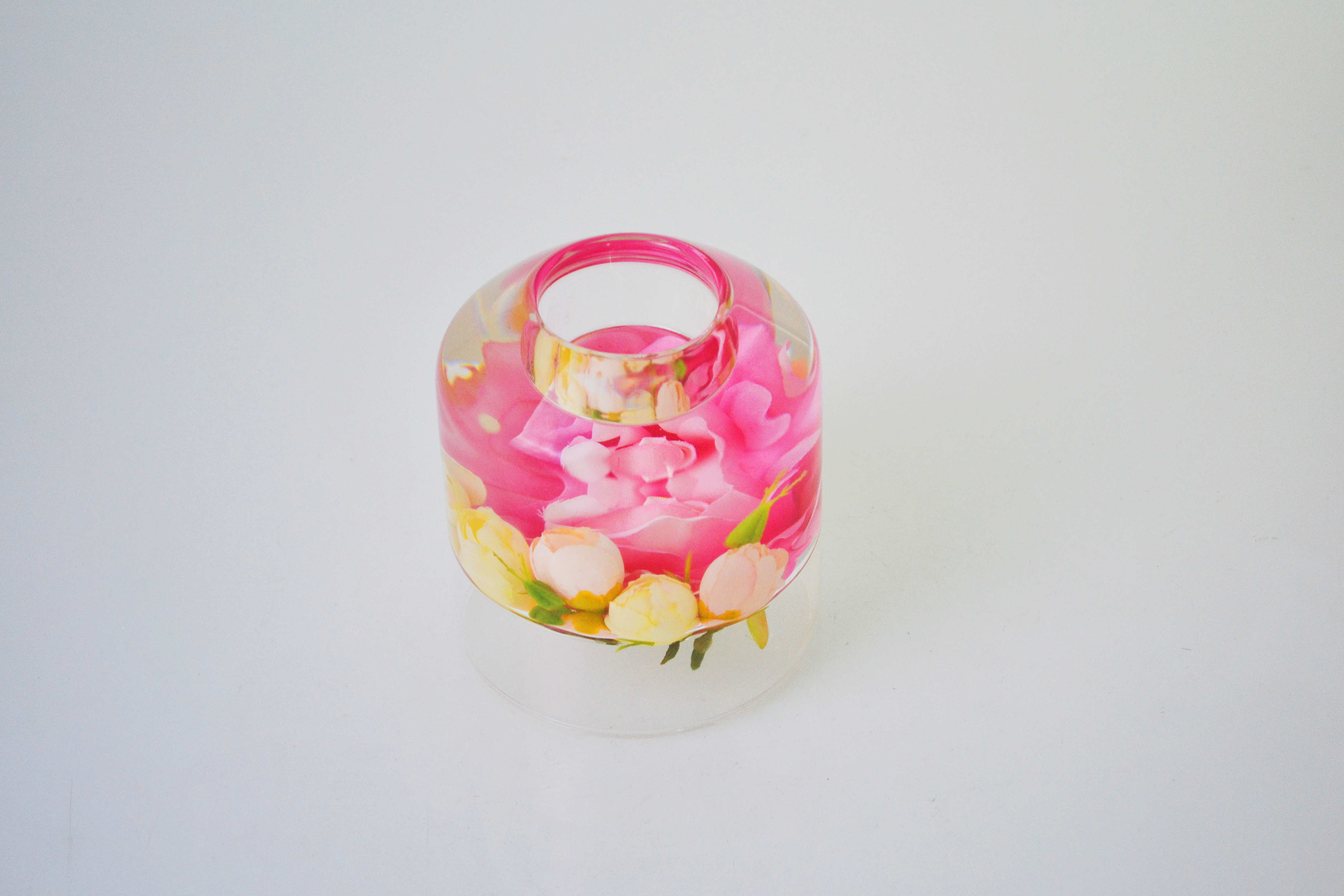 Lovely Flower Candle Holder Handmade Glass Desktop Crafts 