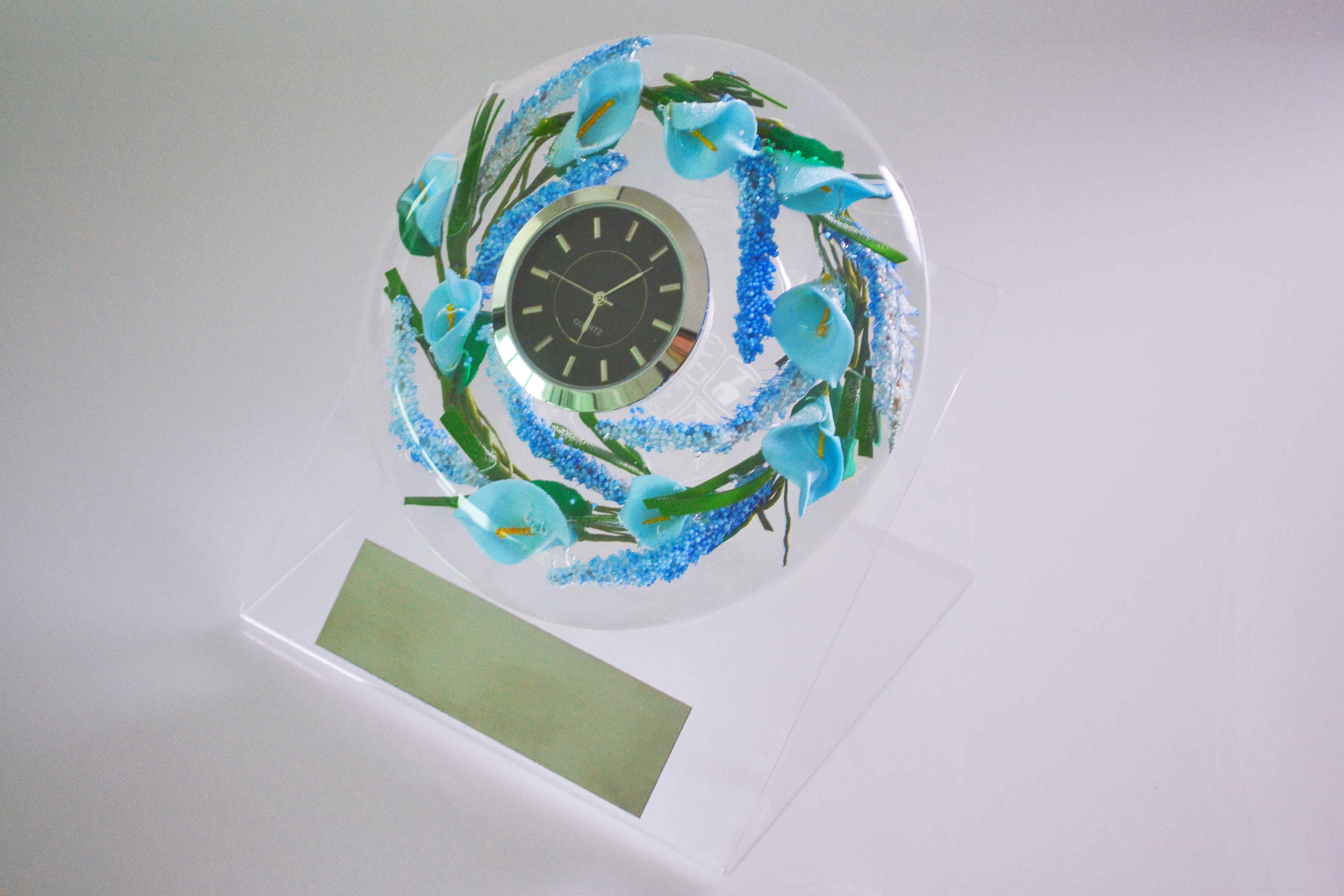 Flower Design Glass Watch Home Decoration Customized Festival Message