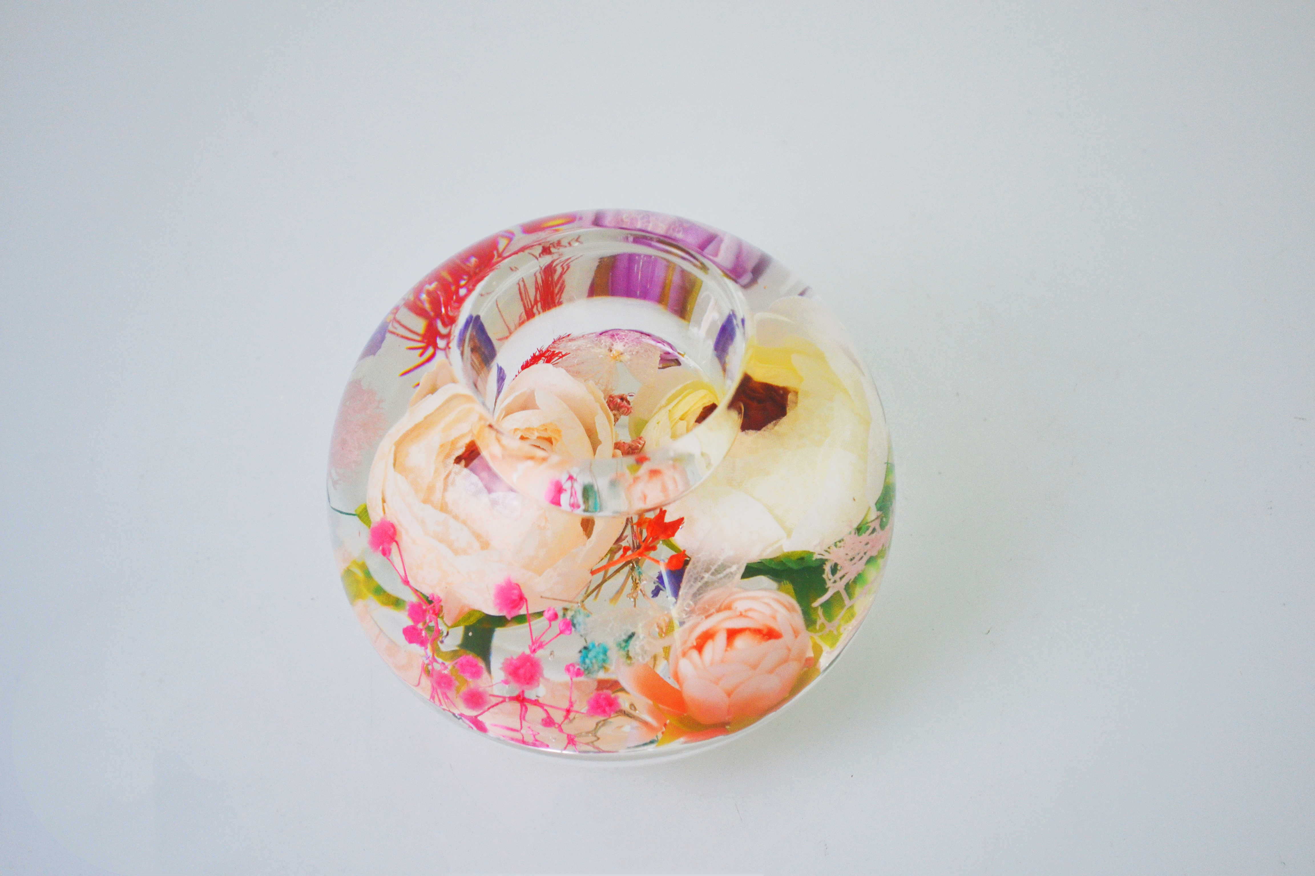 Breath of Spring Colorful Flower Design Candle Holder 