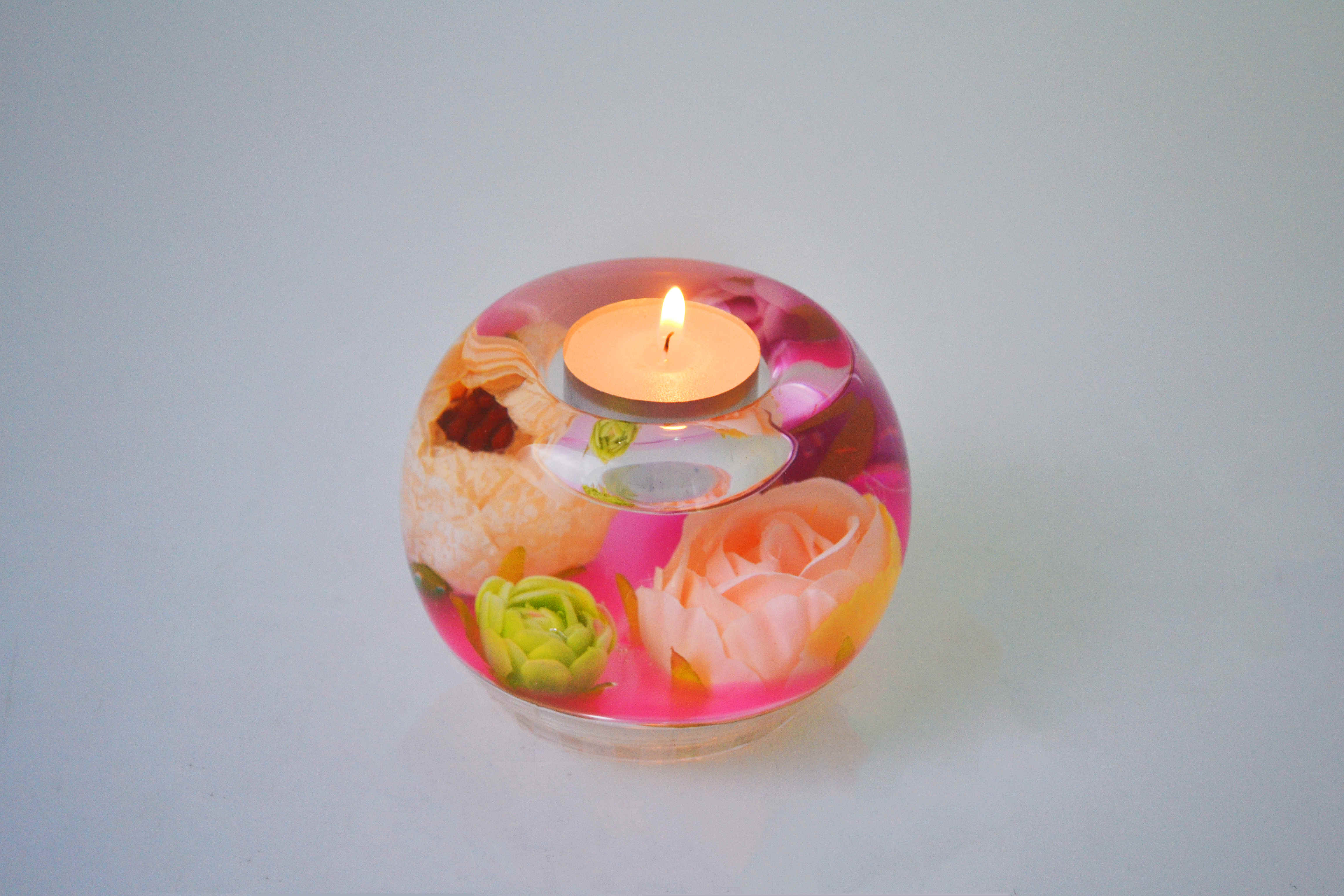 Artificial Flower Clearing Glass Candle Holder Chinese Manufacturer