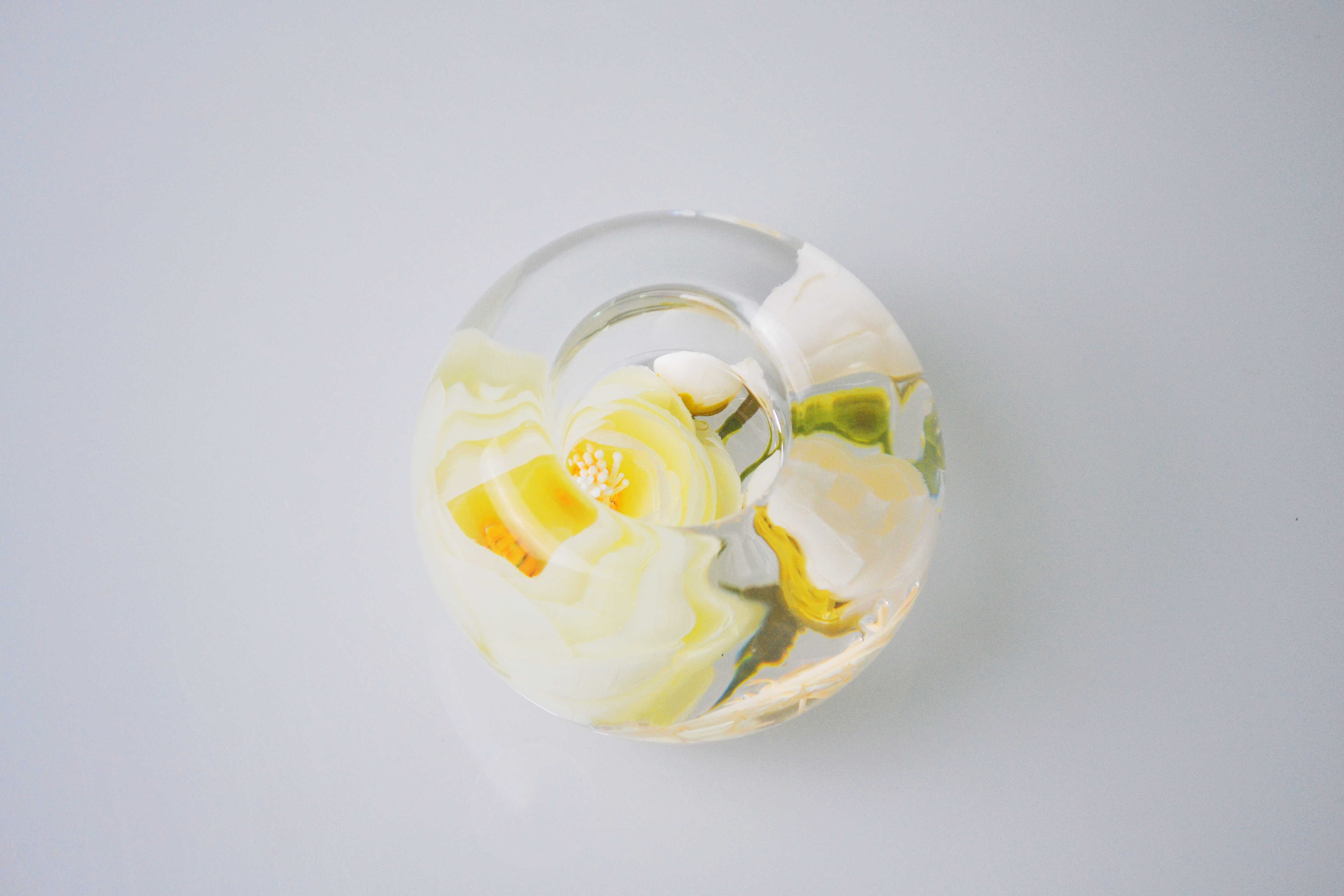 Pure White Rose Design Glass Crafts Candle Holder Gifts