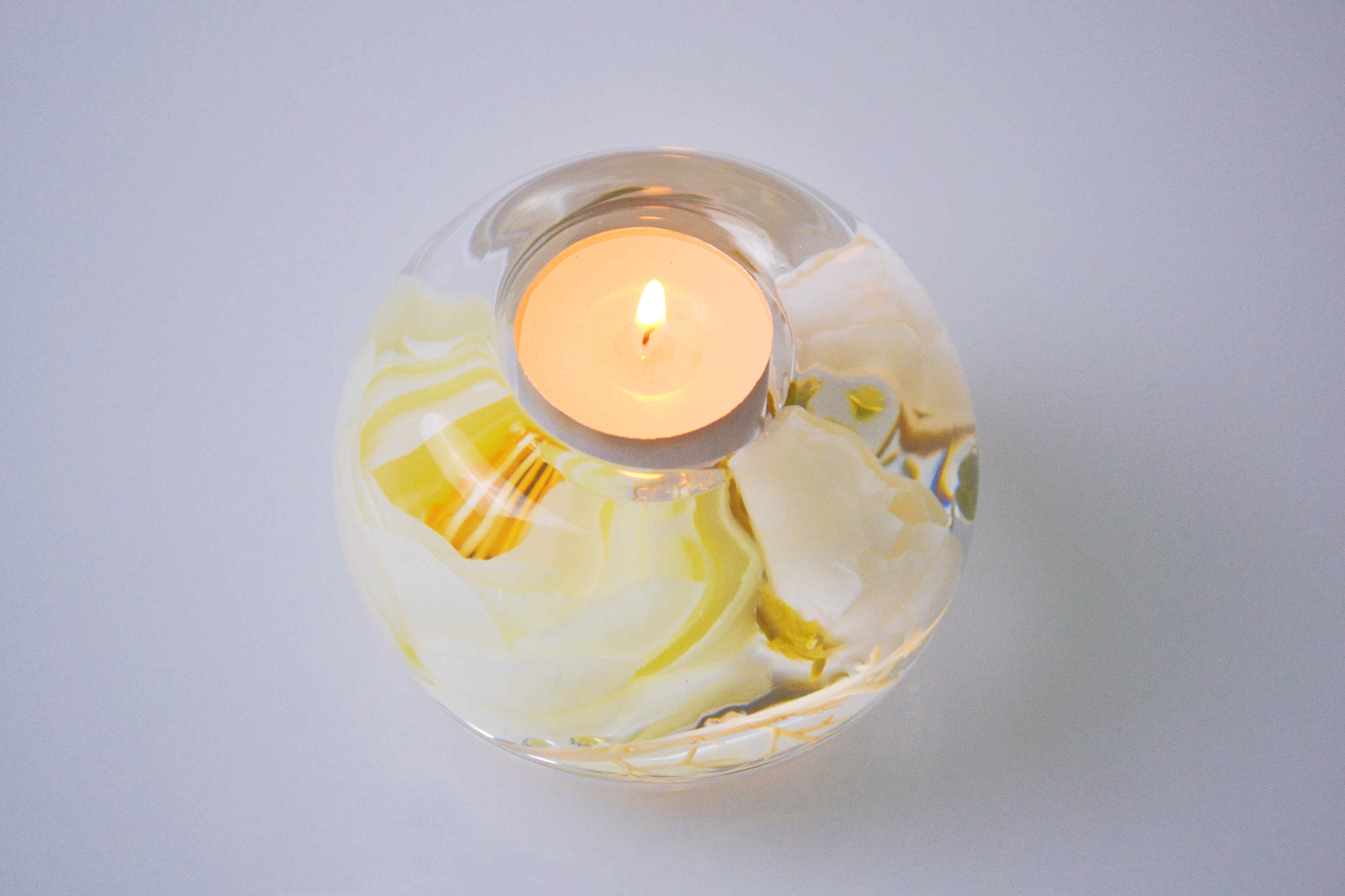 Pure White Rose Design Glass Crafts Candle Holder Gifts